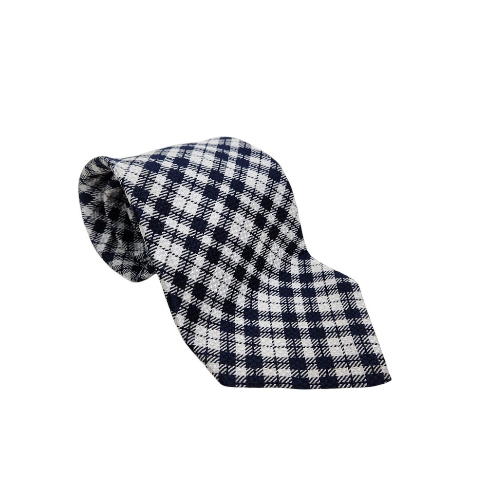 GIVENCHY Gentleman Tie Mens Woven Polyester Necktie Classic‎ Blue Black Plaid
